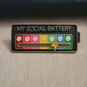 Social battery movable meter lapel collar pin